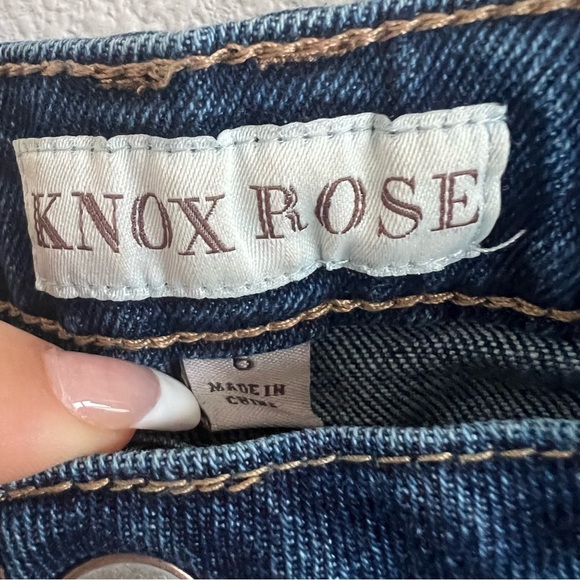 Knox Rose Embroidered Stripe Side Distressed Jeans 6 - Picture 2 of 9